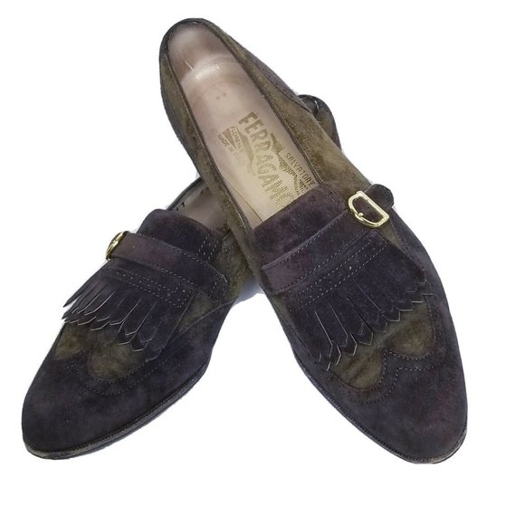 Salvatore Ferragamo Shoes - Salvatore Ferragamo Womens Sz 5.5 Suede Kiltie Tas